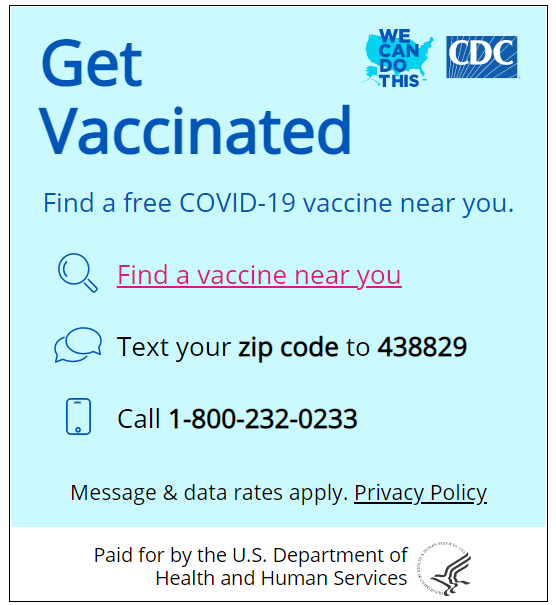 CDC Get Vaccinated Link