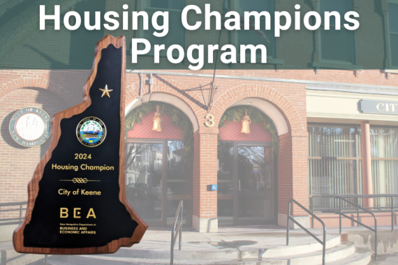 Housing Champion Award Plaque with Keene City Hall Background