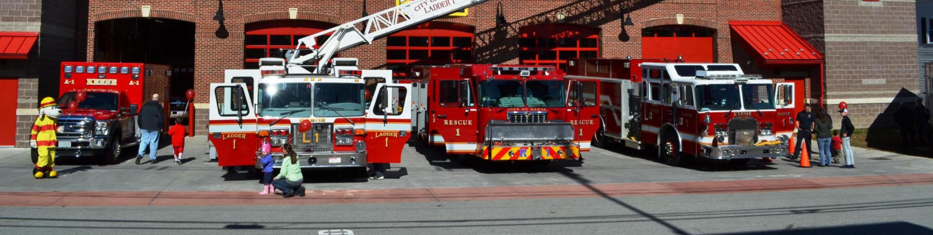 fire trucks in front of keene fire department