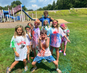 kids after a color run at camp