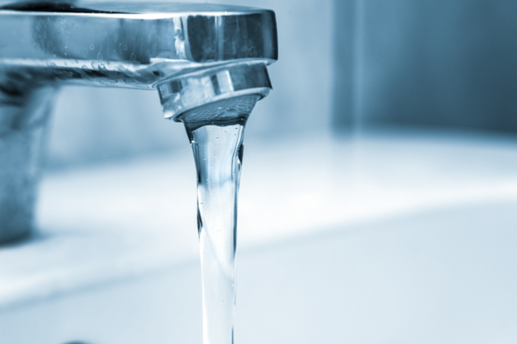 Water flowing from faucet