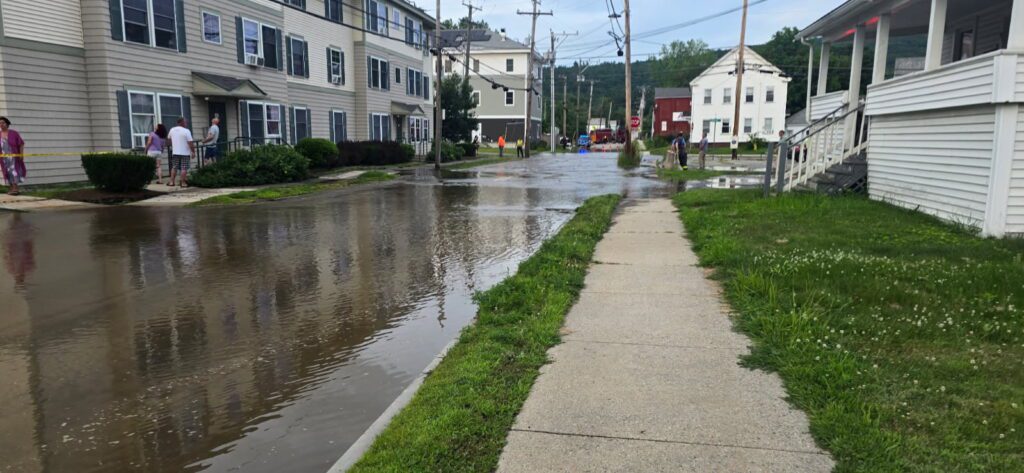 Water Street Keene water in the street due to water main break