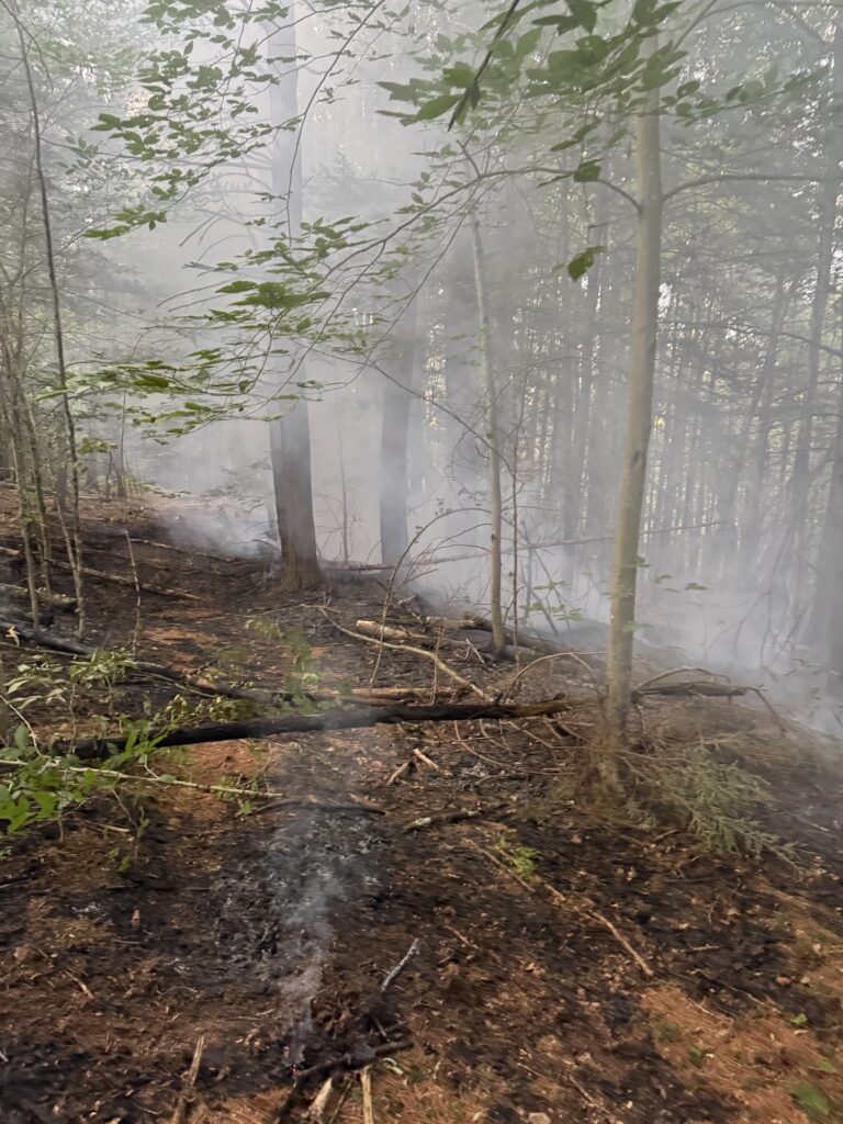 brush fire extinguished and smoking
