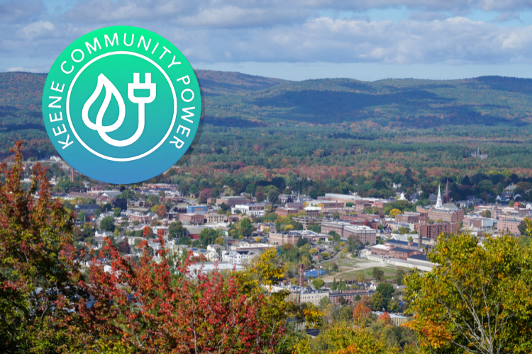 Aerial view of Keene buildings in the valley