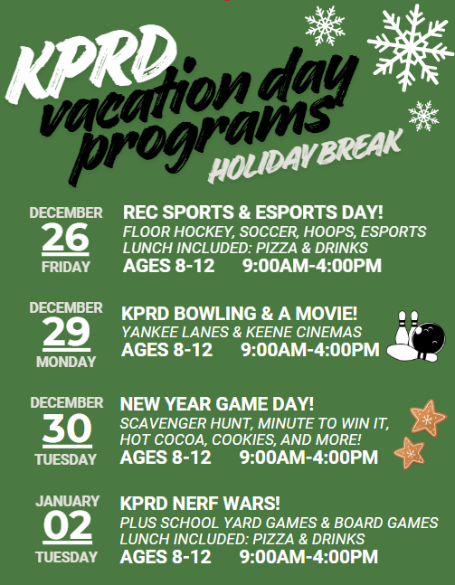Holiday Program Days for ages 8-12
