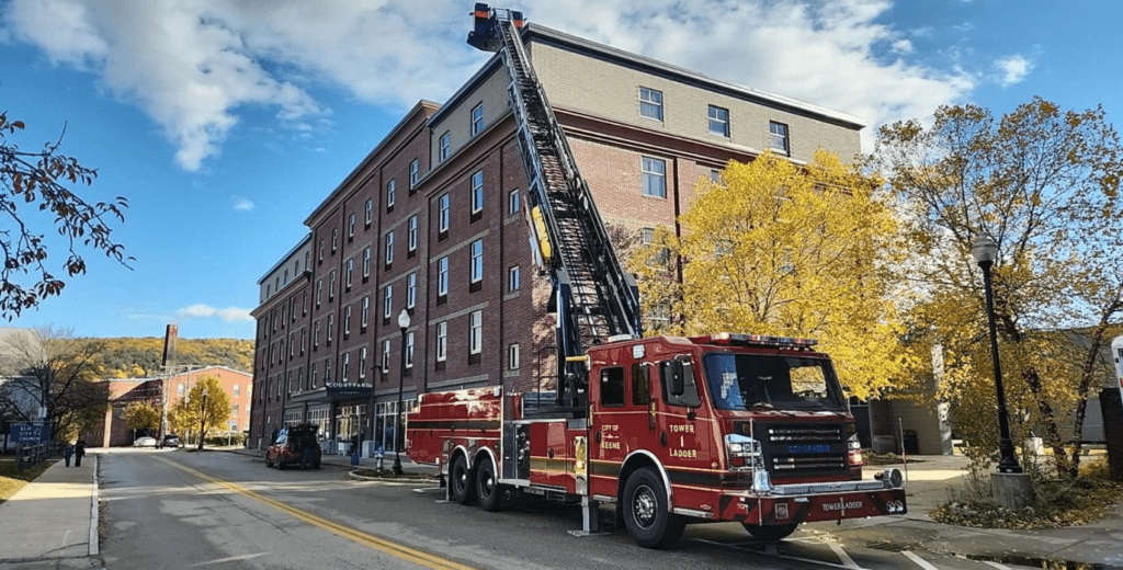 KFD ladder truck with ladder extended