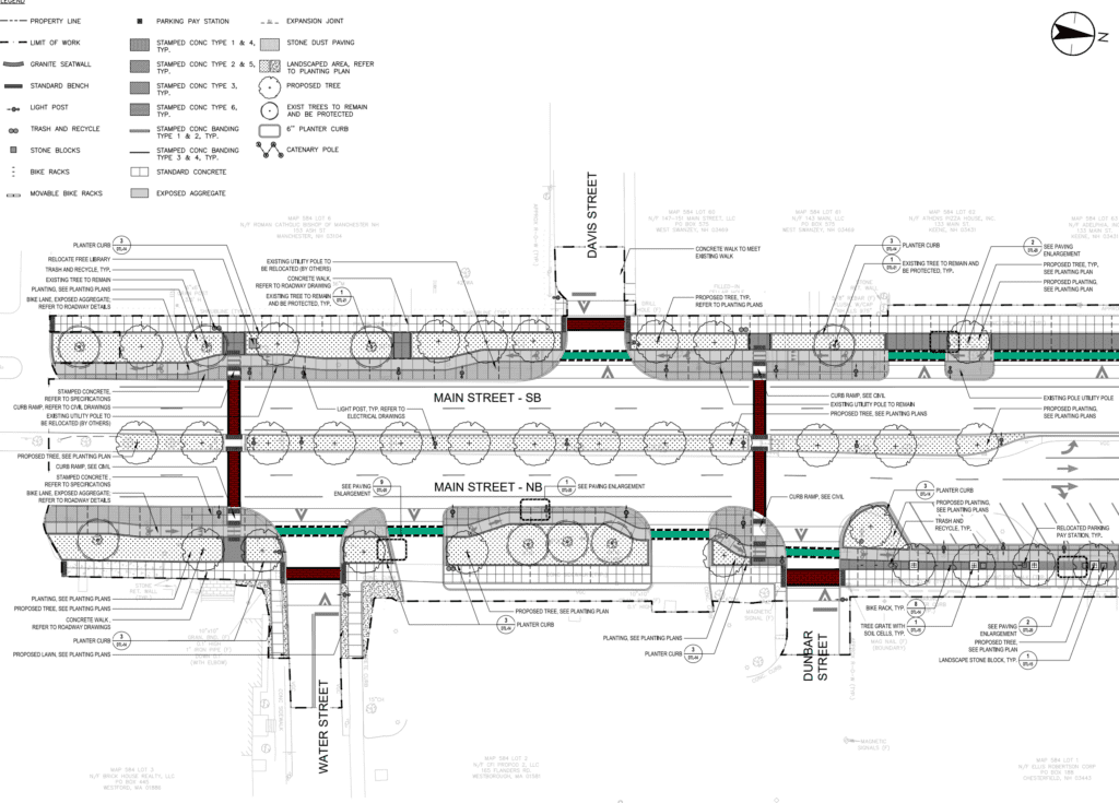 Technical diagram of Main Street for final Downtown Project plans