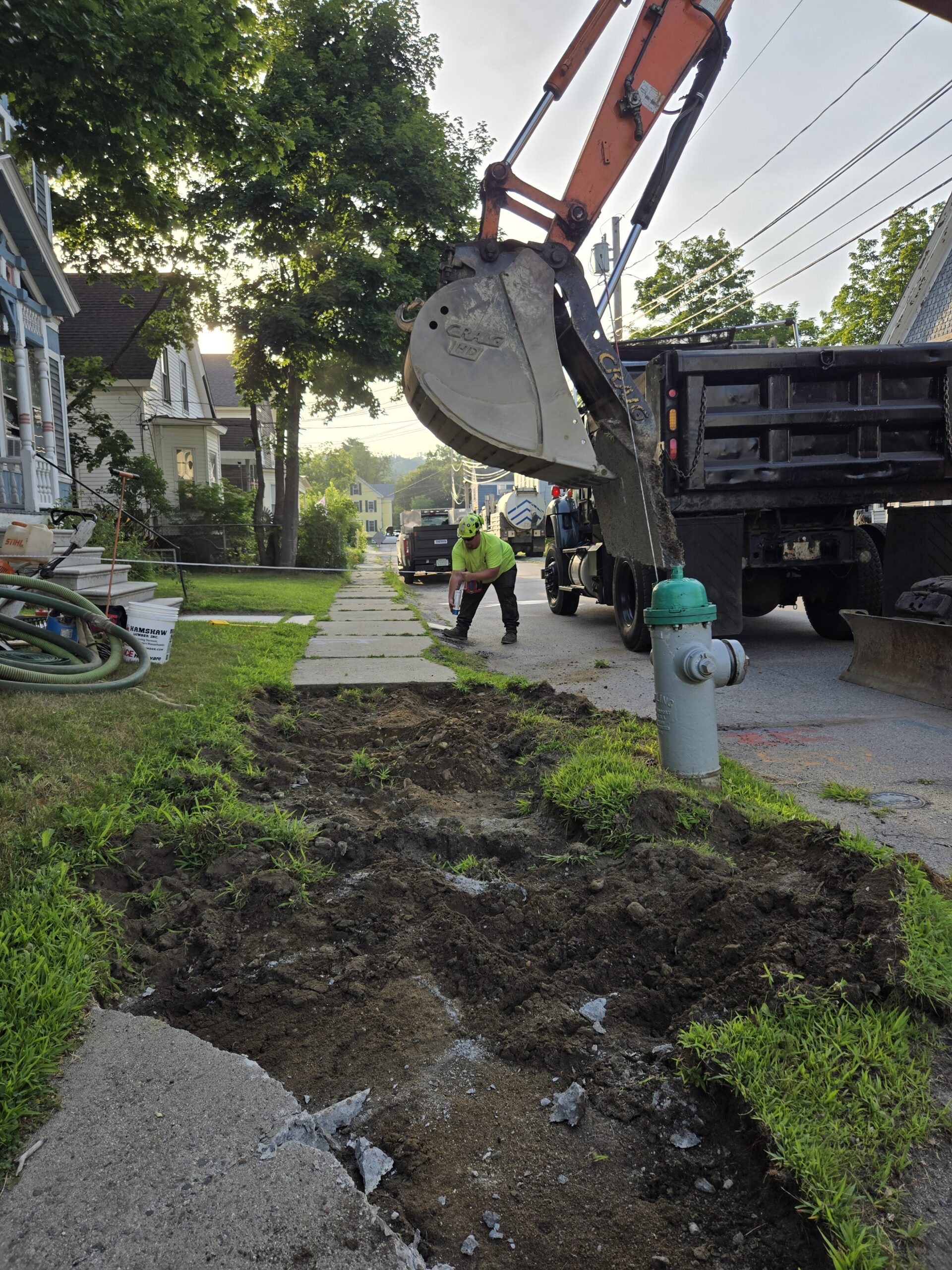 construction on a sidewalk near hydrant