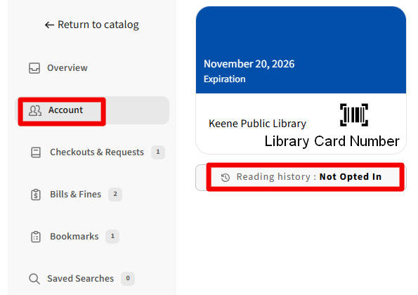 Instructions for opting into saving reading history